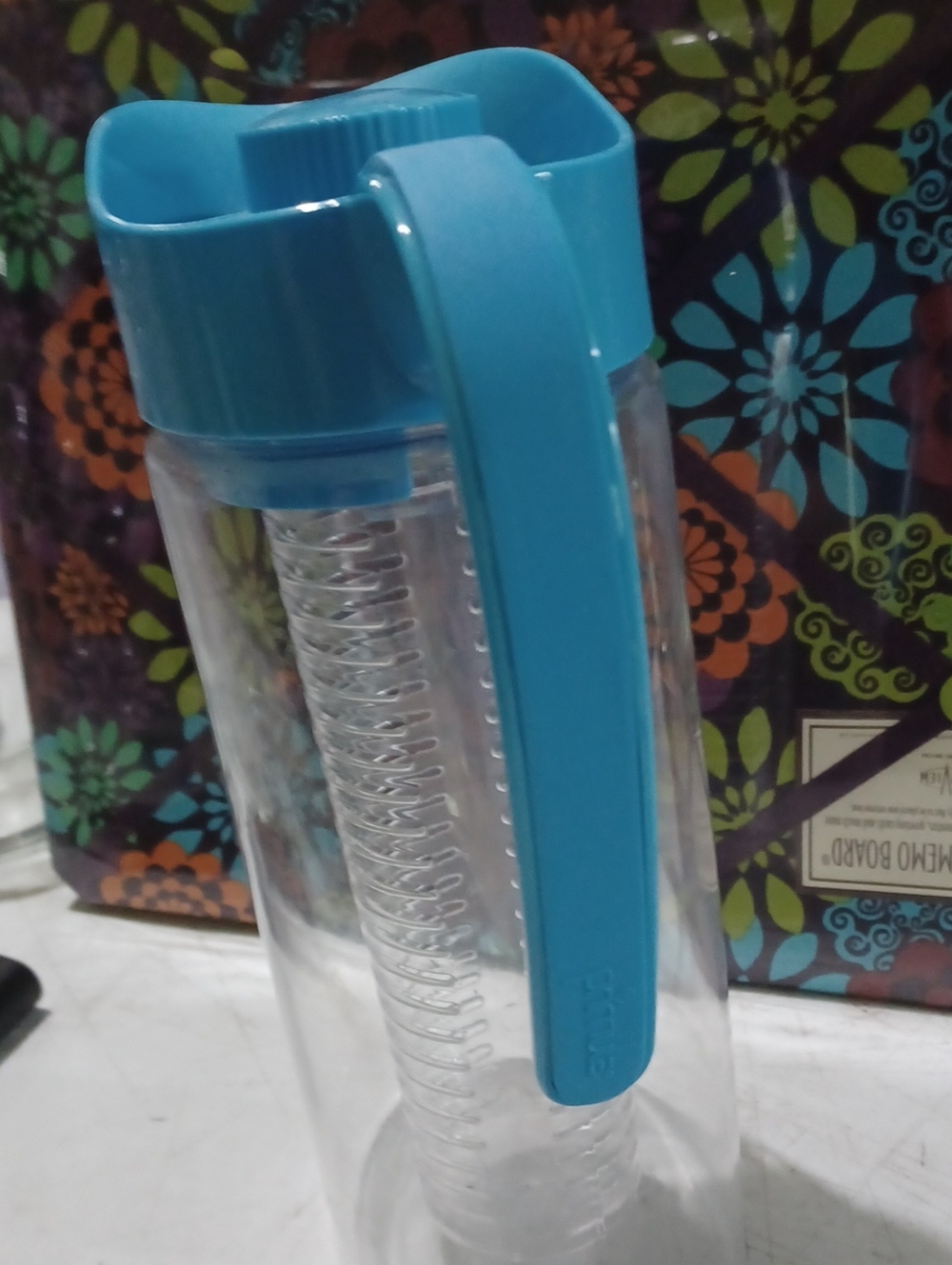 Blue Infuser Pitcher with Removable Center Rod and Handle